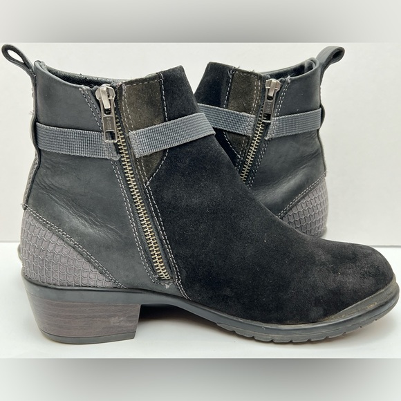 KEEN Morrison Mid Boot Suede Black Zip Belted Comfort Ankle Boots Women's Size 8 - Picture 3 of 16